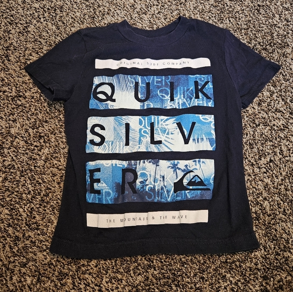 Quiksilver Boys Kids 4 Navy Blue Graphic T-Shirt Short Sleeve Tee